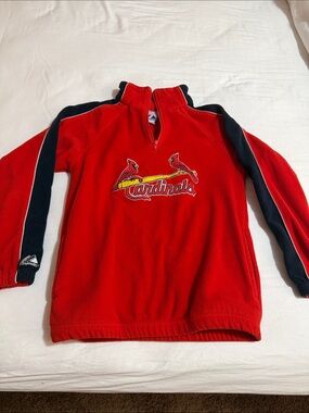 Majestic Red and Navy Cardinals Half-Zip Fleece Pullover
